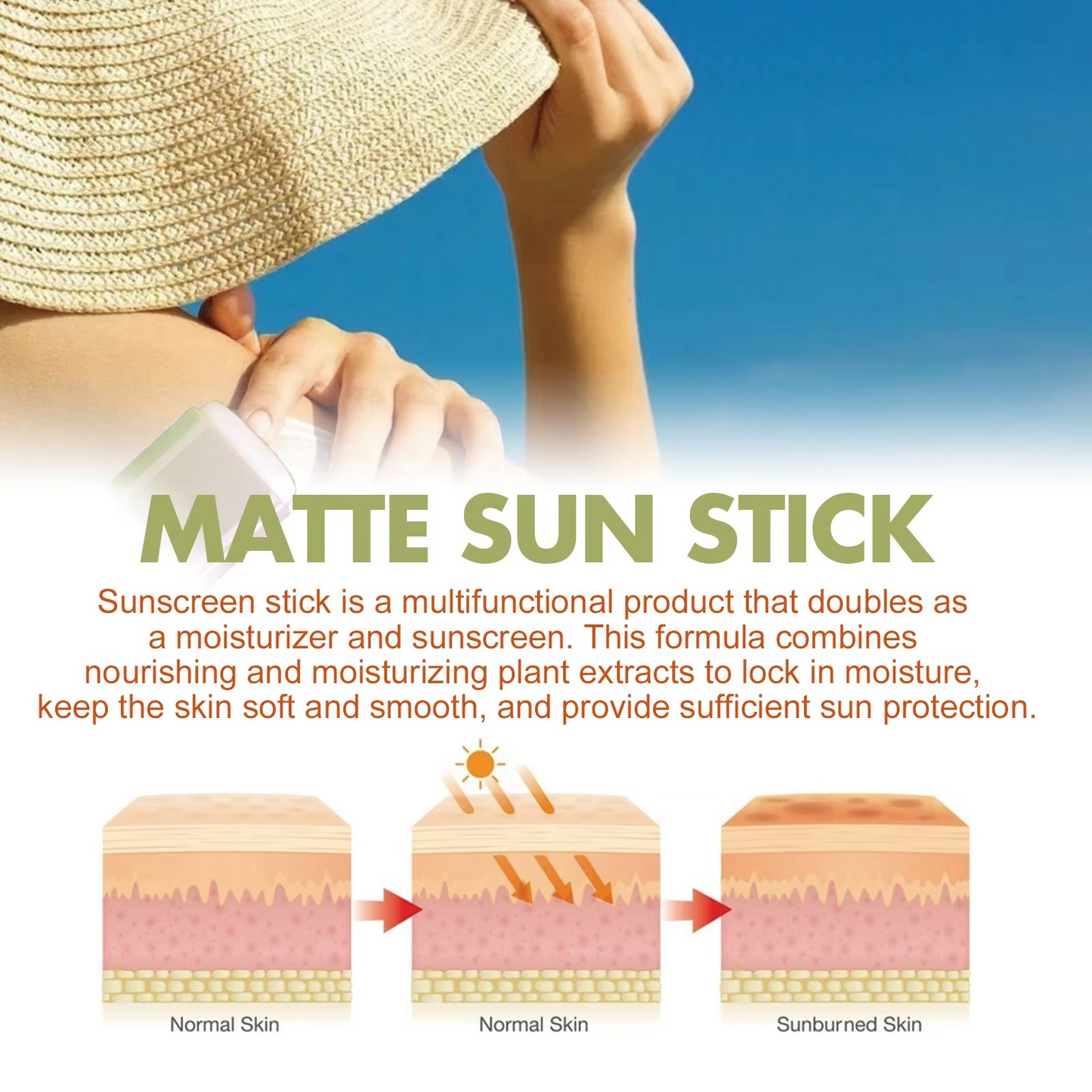 UV Protective Sunscreen Stick Spf 50 Moisturizing Anti Oxidant Oil-Control Solar Blocker Sun Cream Waterproof Sunblock Stick 18g